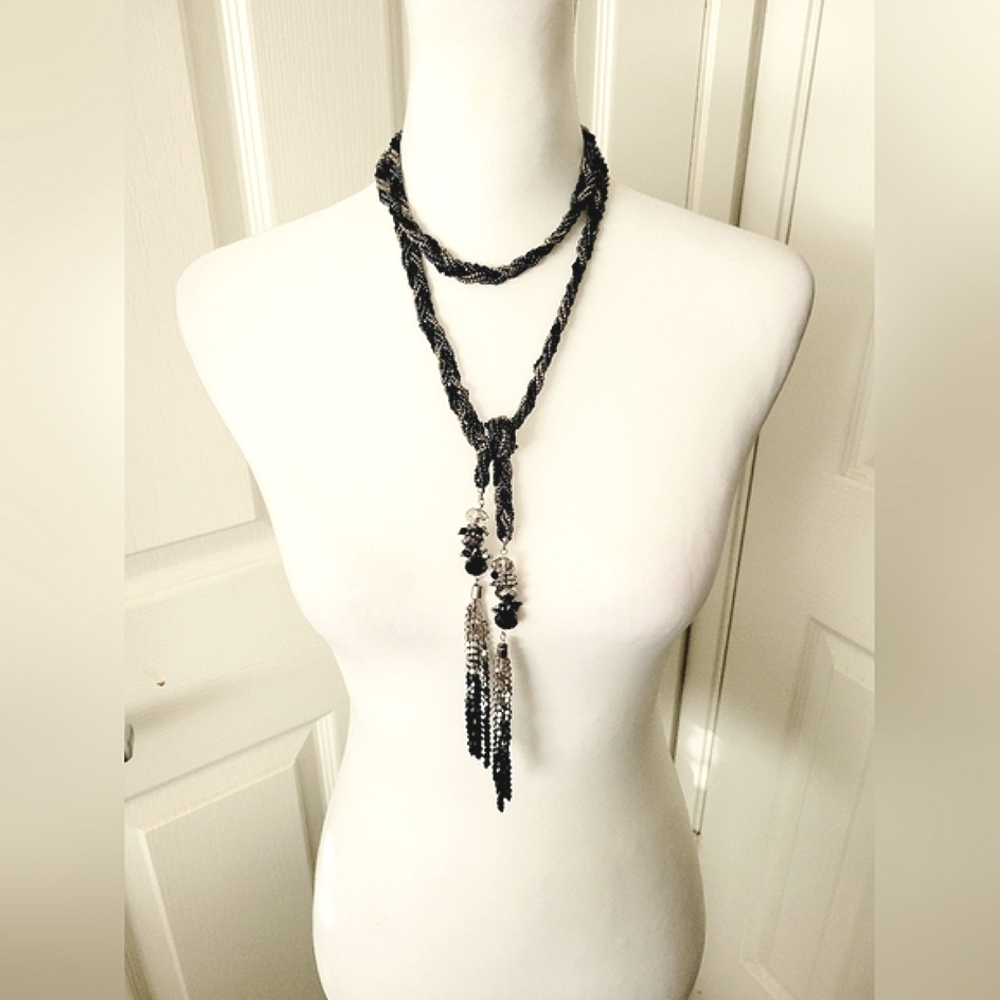 ✨️HP✨️Park Lane | Glass Crystal Bead Ombre Braided Lariat Tassel Necklace - Picture 4 of 9